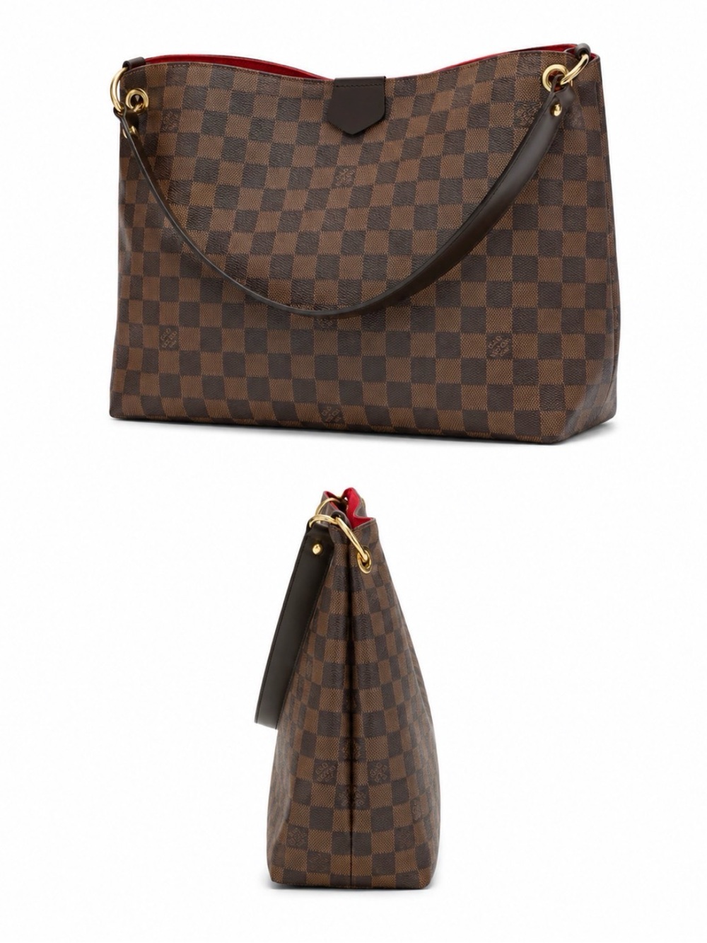 Louis Vuitton Elegant Brown Checkered Hobo Bag